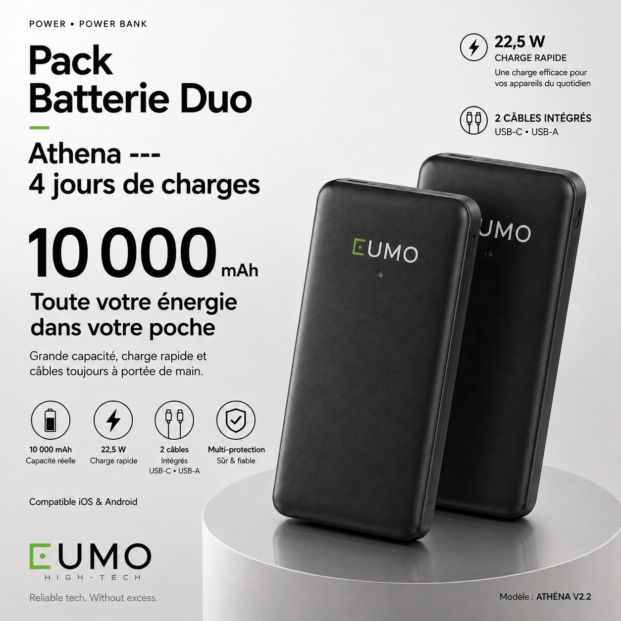 Batterie Externe Athena - 4j de charge